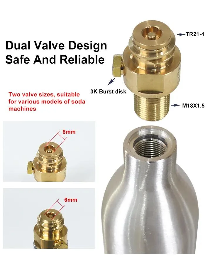 Customized 0.6L CO2 Soda Aluminum Cylinder 425g Carbon Dioxide Gas Cylinder for Beverage and Beer